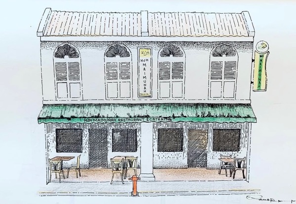 Shophouse with green awning